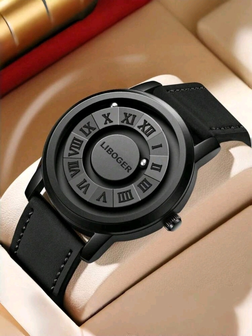 Men's LIBOGER Black Magnetic Ball Quartz Watch Roman Numeral Dial New
Brand-new